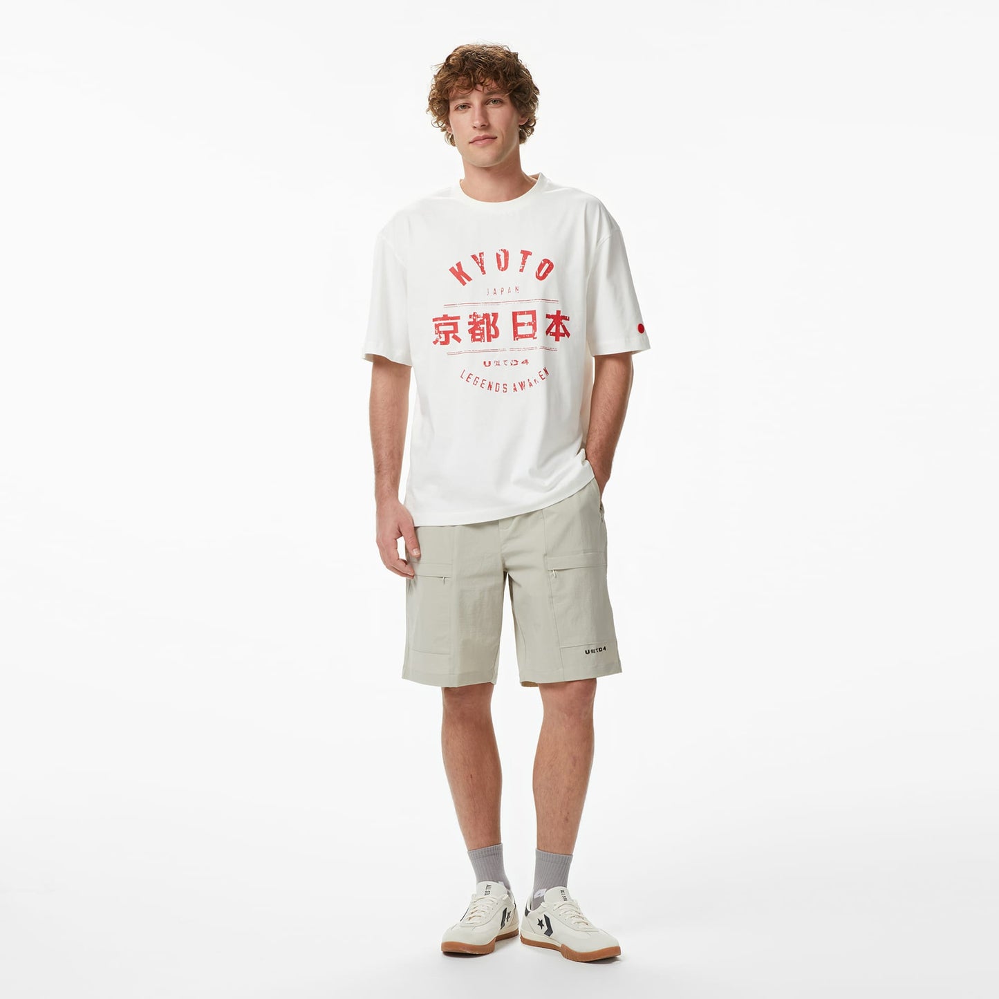 United4 Regular Fit Erkek Bej T-shirt