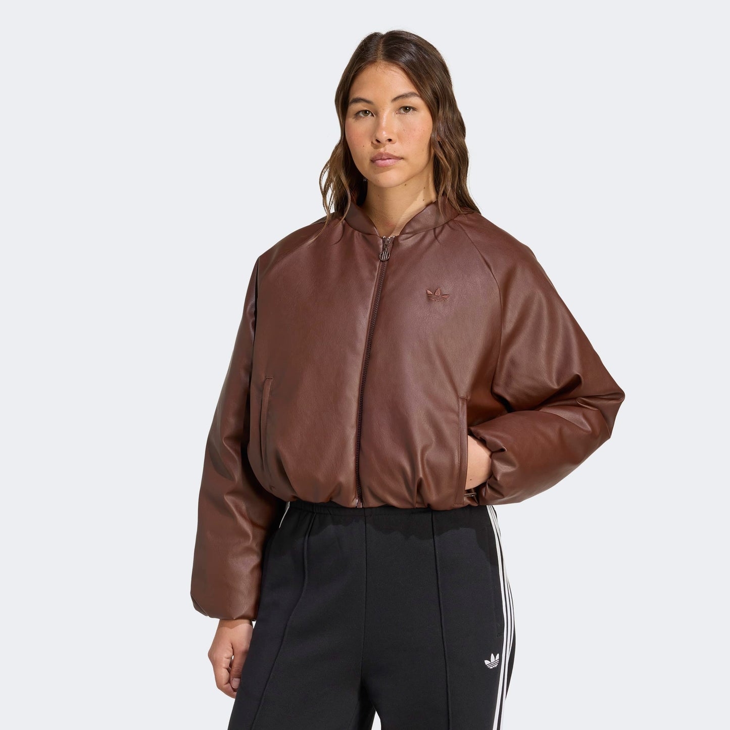 Adidas Pleather Bomber Kadın Kahverengi Ceket
