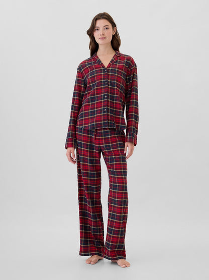 Bordo Relaxed Flannel Pijama Üstü