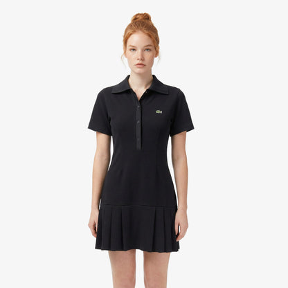 Lacoste Kadın Classic Fit Kısa Kollu Polo Yaka Siyah Elbise