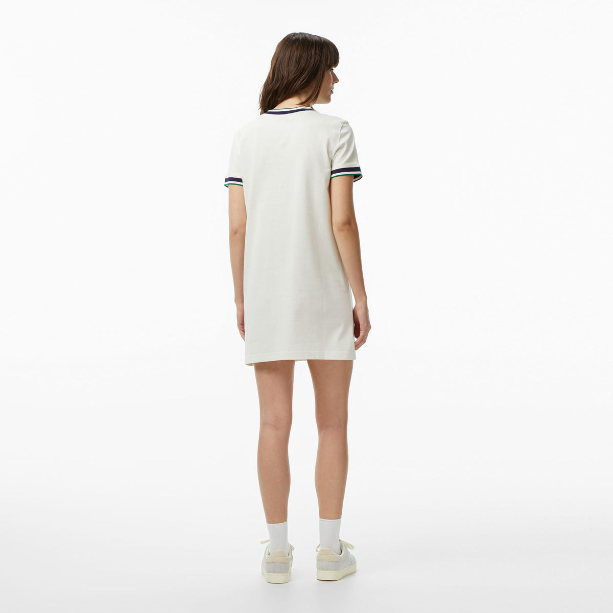 Calvin Klein Monogram Stripe Trim Mini Kadın Beyaz Elbise