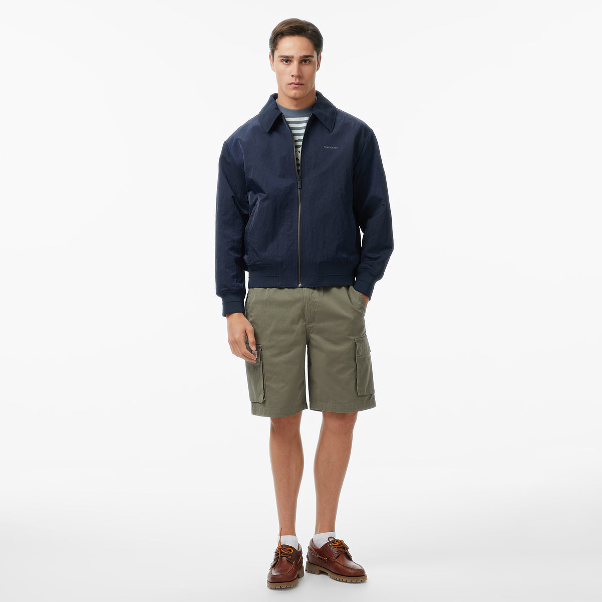 Calvin Klein Nylon Collared Reversible Erkek Mavi Ceket