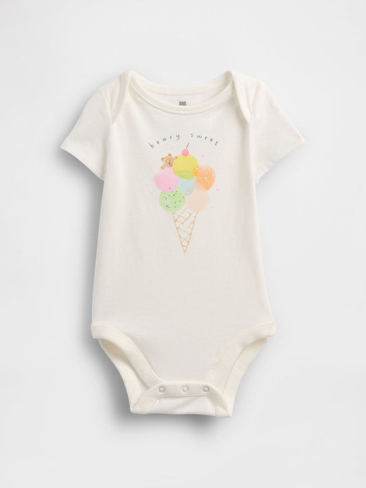 Kırık Beyaz First Favorites Organik Pamuk Bodysuit
