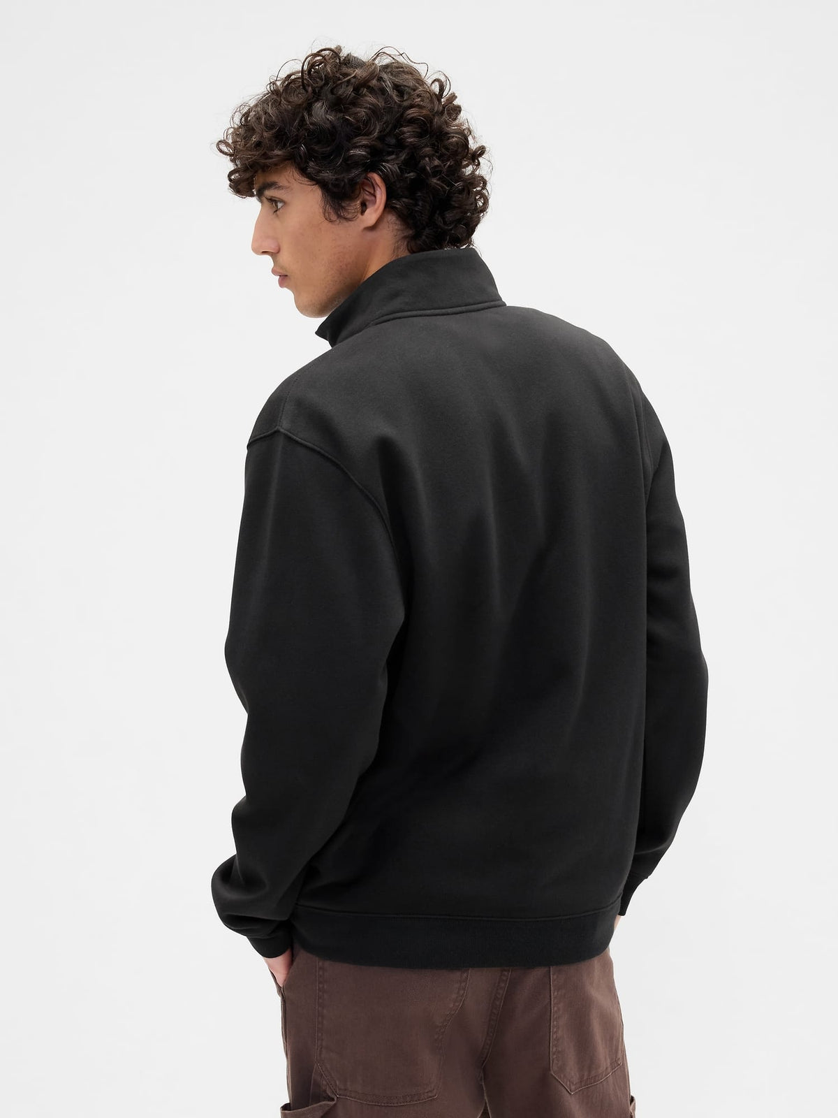 Siyah Relaxed Gap Logo Çeyrek Fermuarlı Sweatshirt