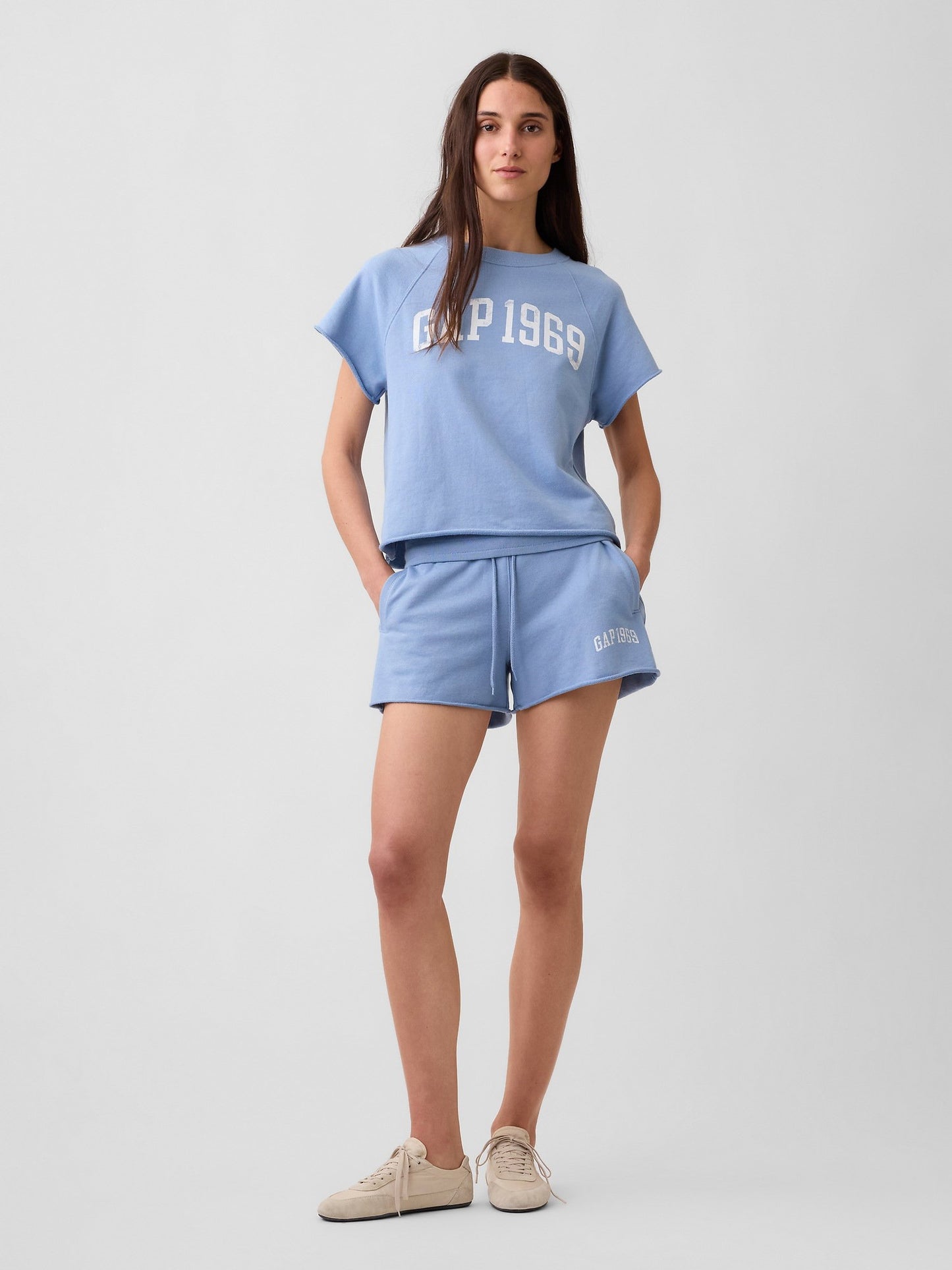 Açık Mavi Relaxed Fransız Havlu Kumaş Grafik Baskılı T-shirt