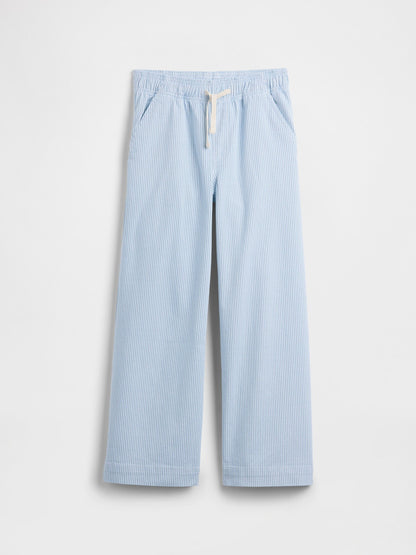 Açık Mavi Çizgili Pull-on Wide-leg Pantolon