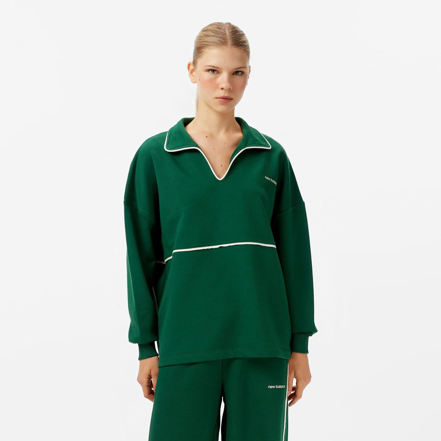 New Balance Wnc3402 Kadın Yeşil Sweatshirt