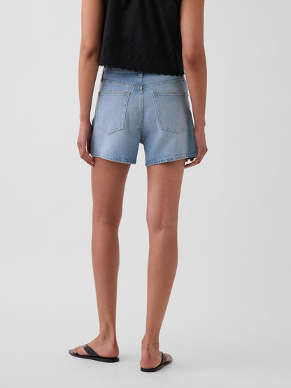 Açık Mavi 3.5 High Rise Relaxed Straight Denim Şort
