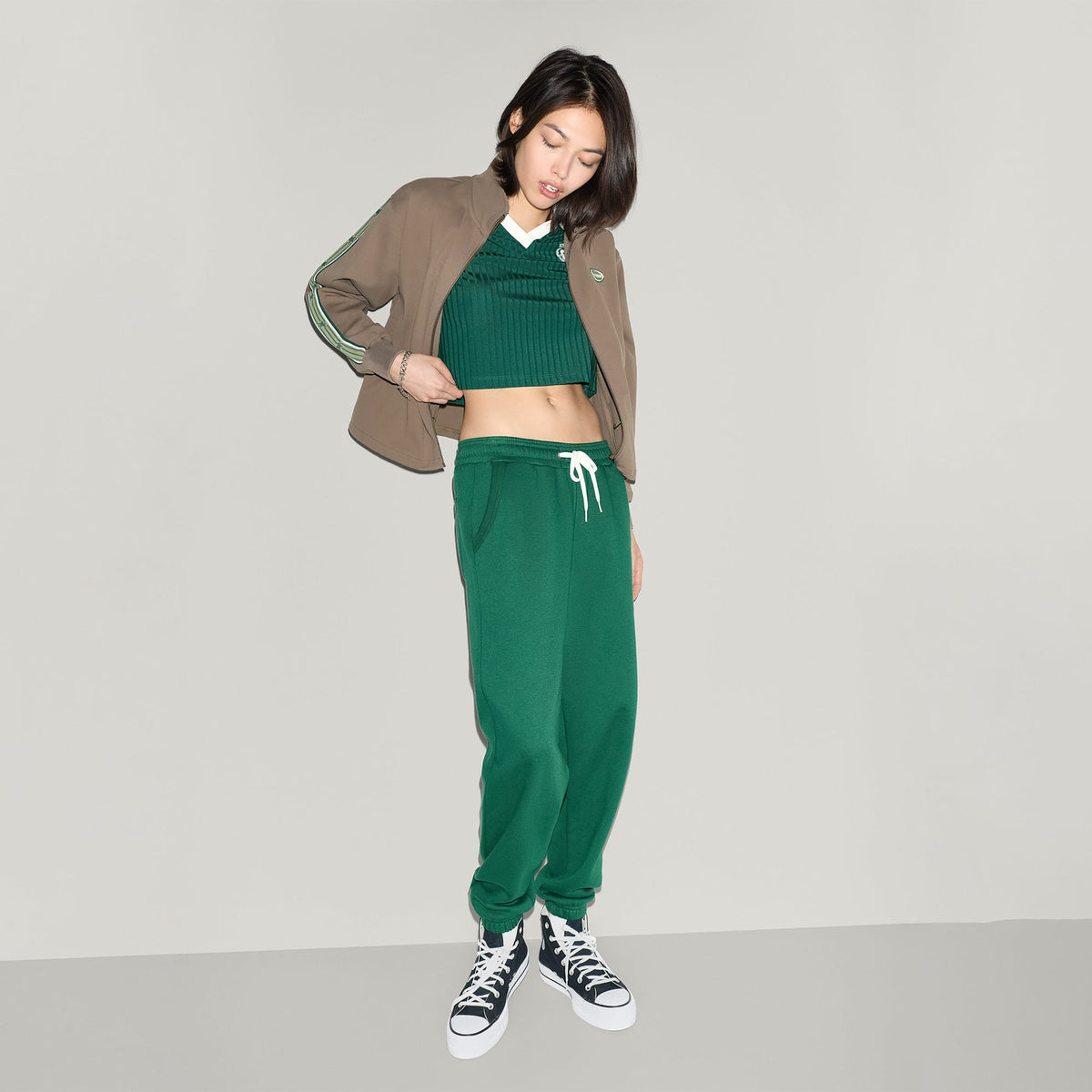 Converse Kadın Yeşil Polo Yaka T-shirt