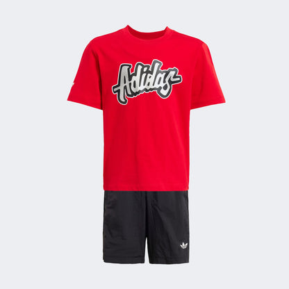 Adidas Short Set Çocuk Kırmızı Şort Takımı