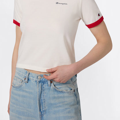 Champion Crewneck Croptop Kadın Beyaz T-shirt