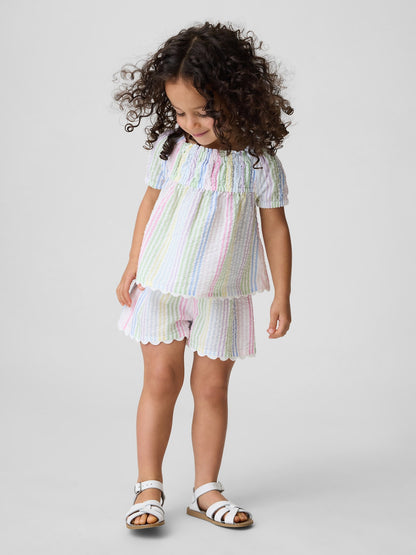 Çok Renkli Seersucker Çizgili Outfit Set