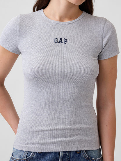 Gri Modern Fitilli Gap Logo T-shirt