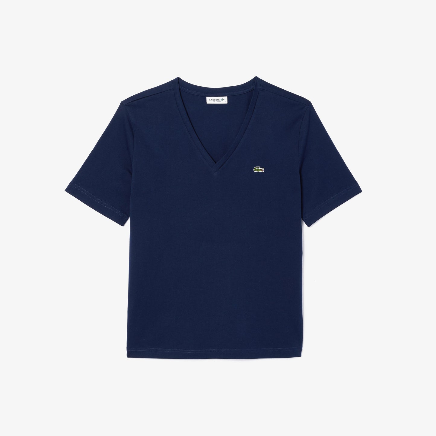 Lacoste Kadın Relaxed Fit V Yaka Lacivert T-shirt