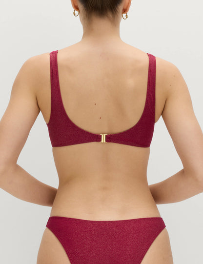 Parlak V-yaka Bikini Üstü