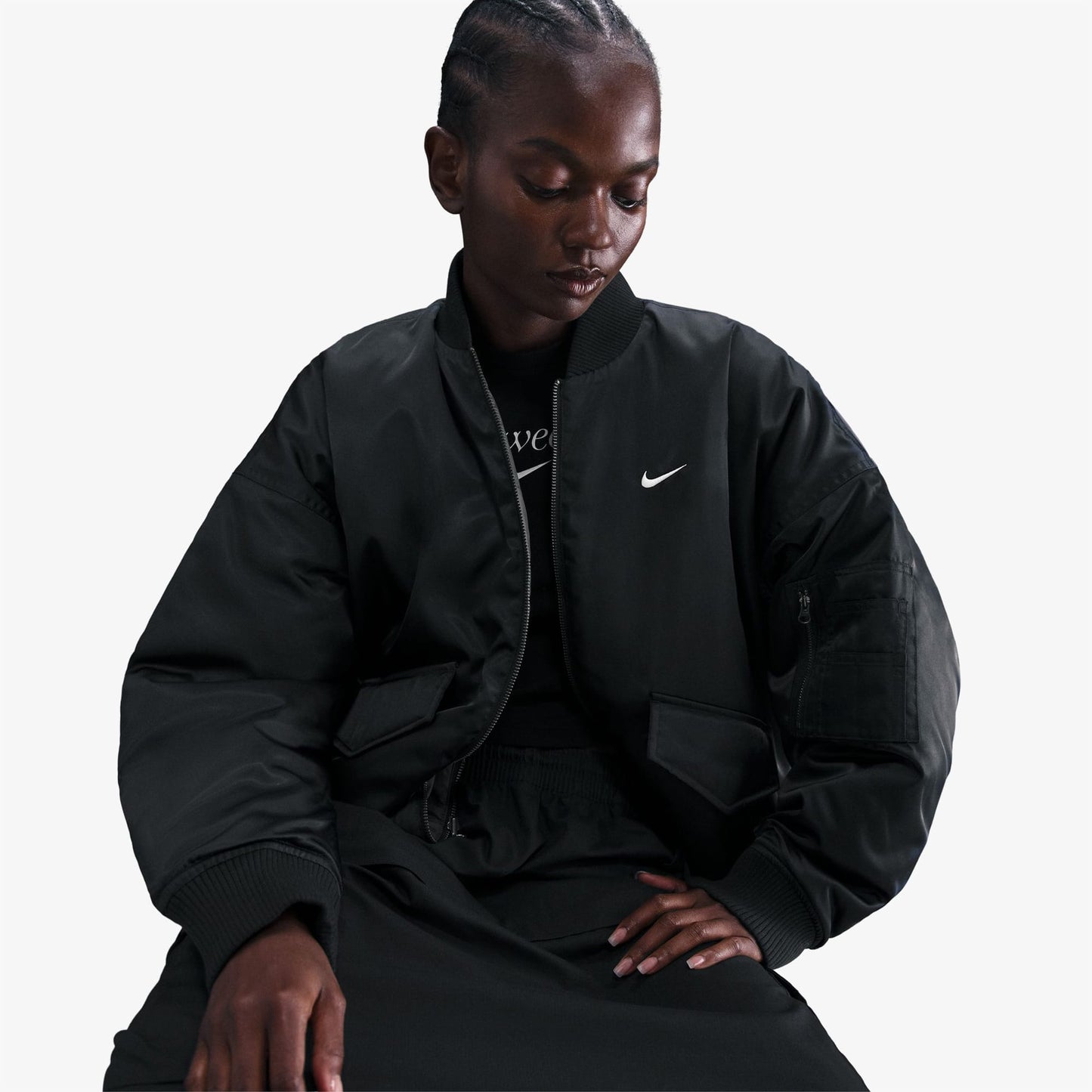 Nike Sportswear Therma-fit Reversible Kadın Siyah Bomber Ceket