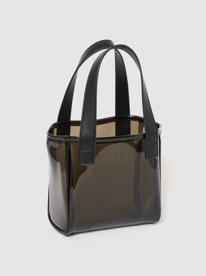 Kahverengi Jelly Logo Mini Tote Çanta