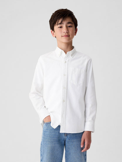 Beyaz Organik Pamuk Oxford Uniform Gömlek