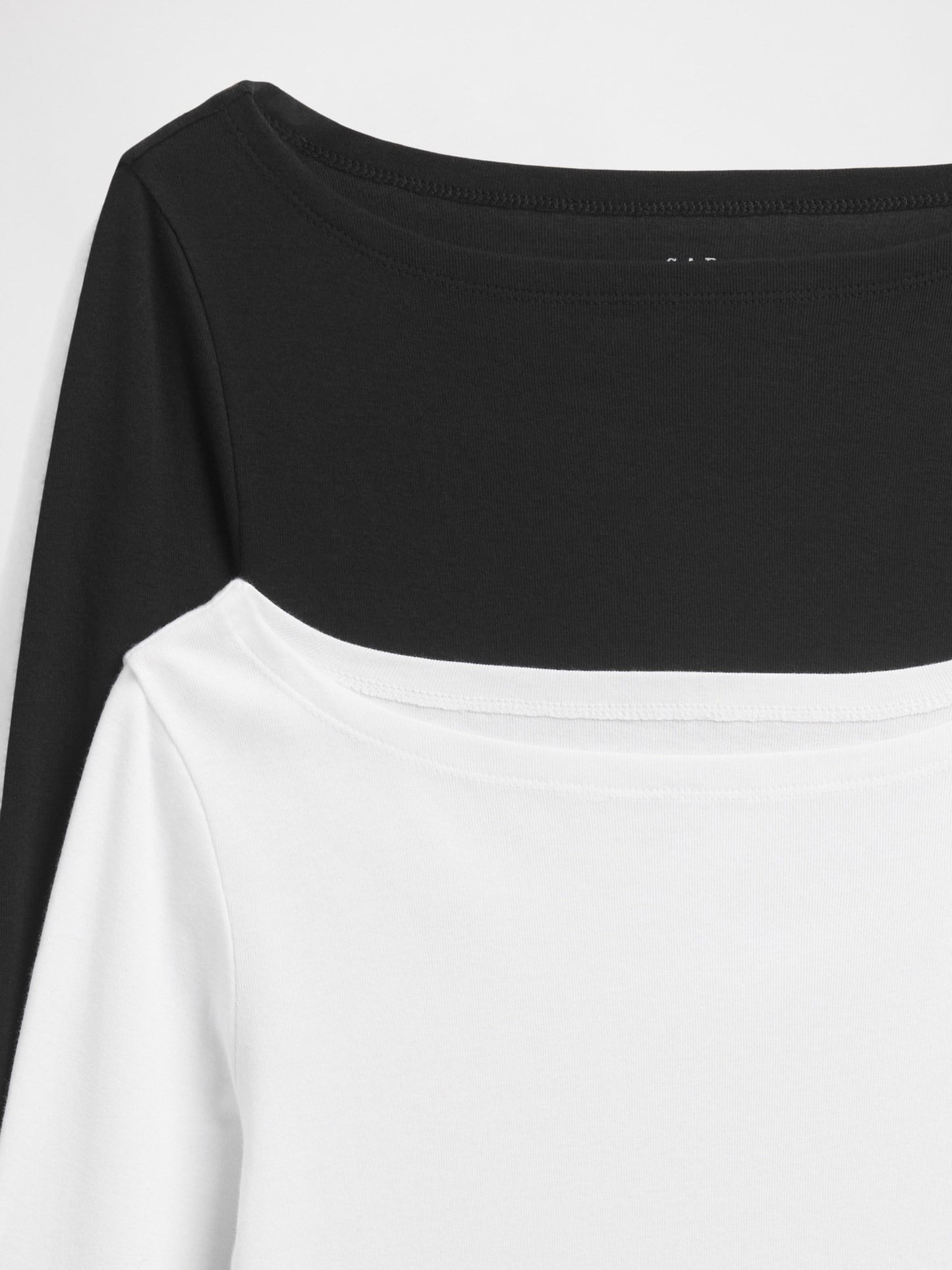 Siyah Modern Ribbed Boatneck T-shirt (2'li)