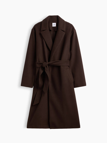 Koyu Kahverengi Relaxed Wrap Palto