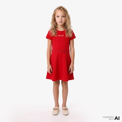Calvin Klein Fit And Flare Punto Çocuk Kırmızı Elbise