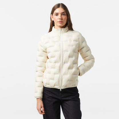 Lacoste Kadın Regular Fit Kapüşonlu Kapitone Beyaz Mont