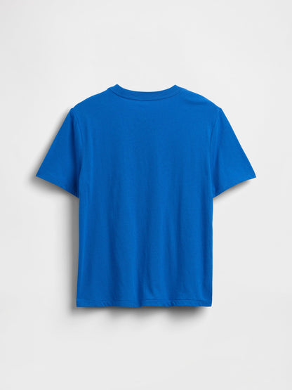 Mavi Grafik Baskılı T-shirt