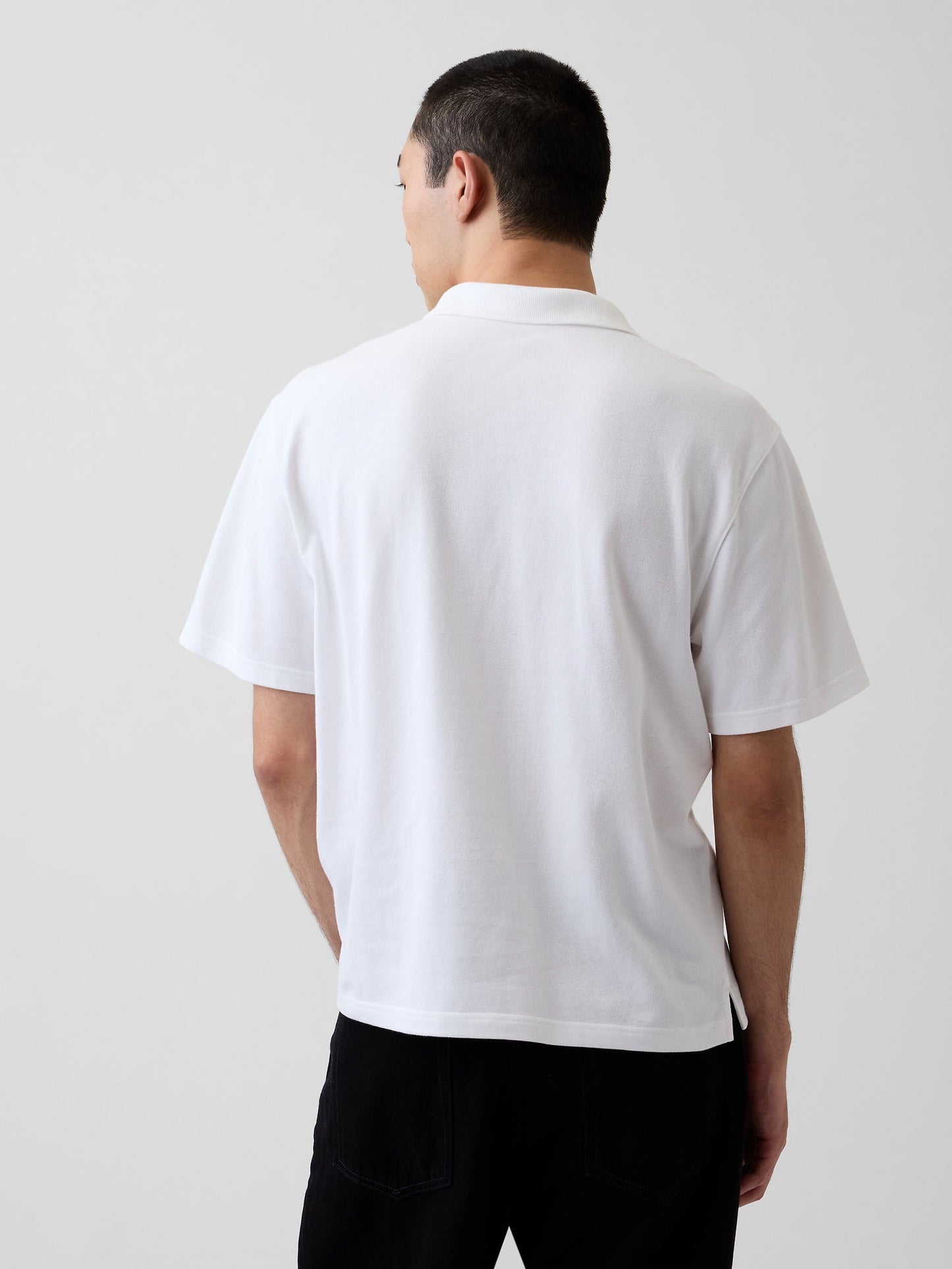 Beyaz Relaxed Pique Polo T-shirt