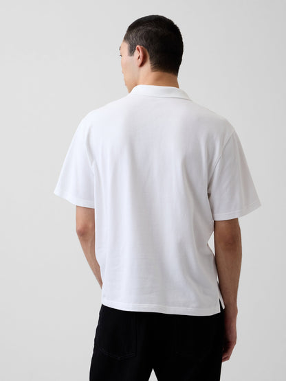 Beyaz Relaxed Pique Polo T-shirt