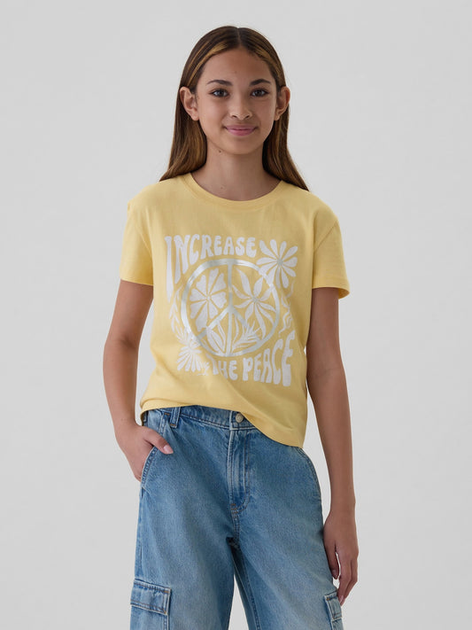 Sarı Grafikli T-shirt