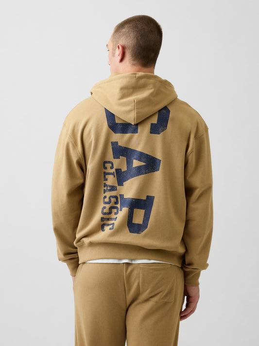 Açık Kahverengi Relaxed Gap Logo Fransız Havlu Kumaş Fermuarlı Sweatshirt
