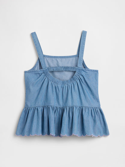 Mavi Peplum Askılı Bluz