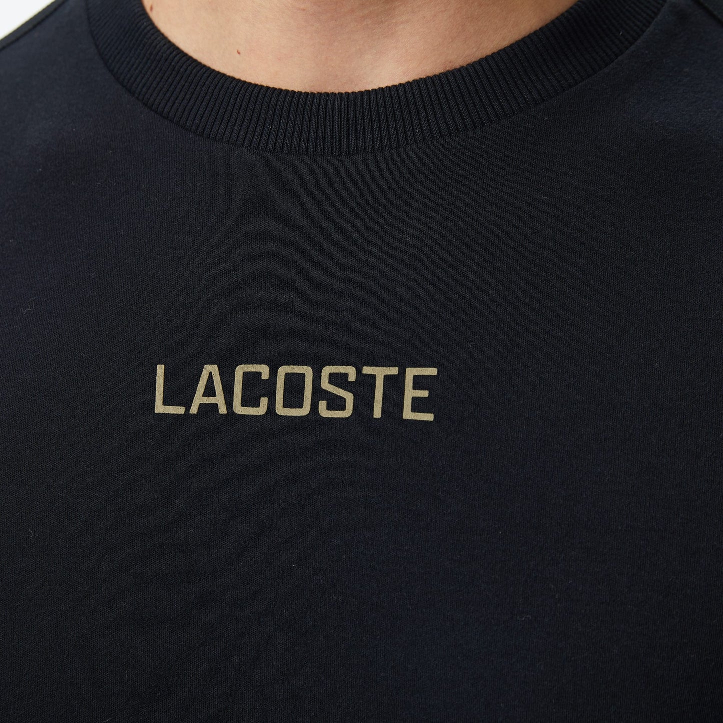 Lacoste Loose Fit Bisiklet Yaka Baskılı Erkek Siyah T-shirt