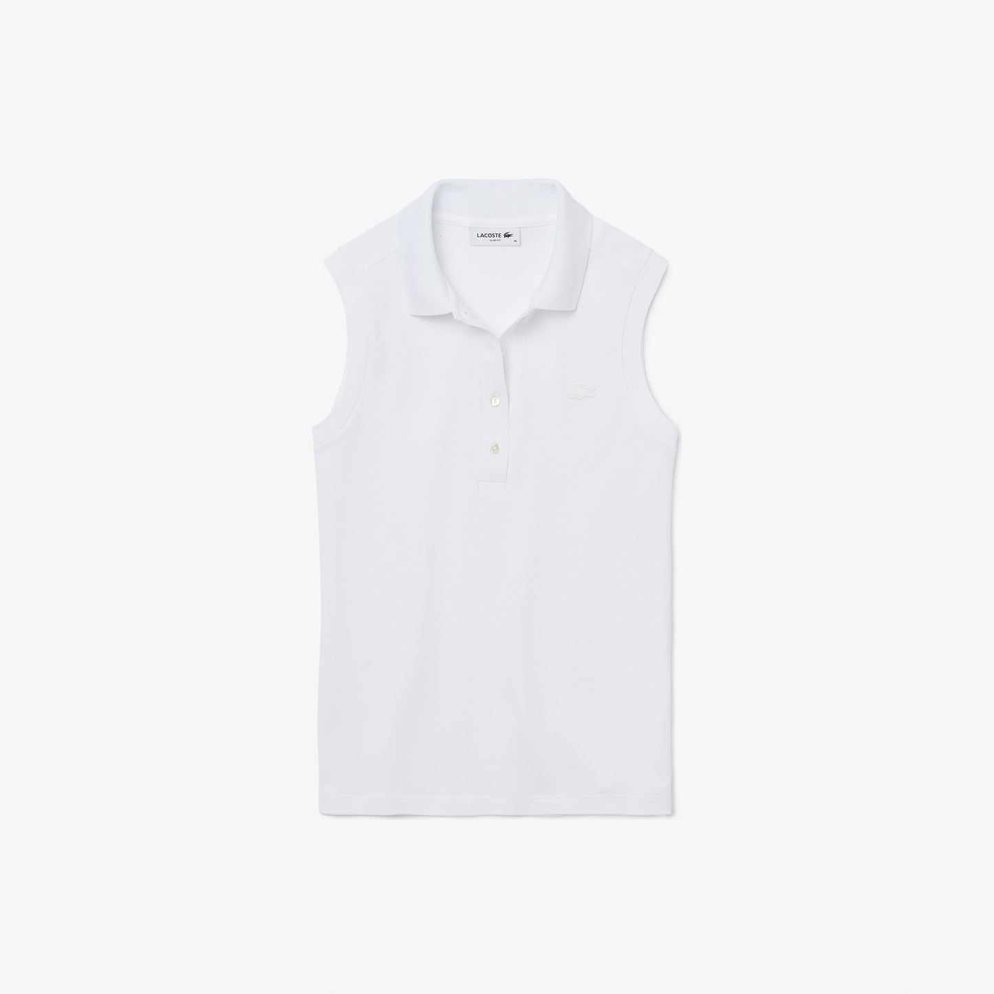 Lacoste L.12.d Kadın Slim Fit Kolsuz Beyaz Polo