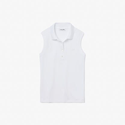 Lacoste L.12.d Kadın Slim Fit Kolsuz Beyaz Polo