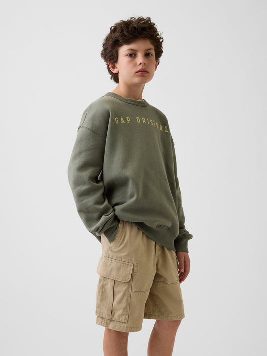 Haki Relaxed Grafik Baskılı Sweatshirt