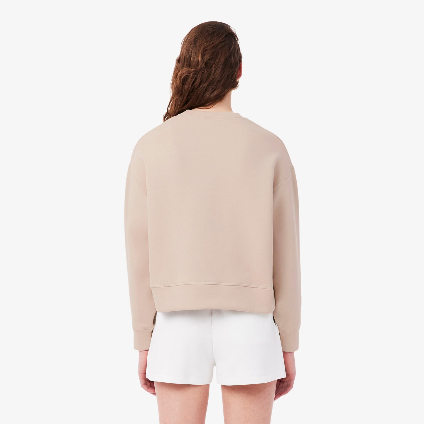 Lacoste Kadın Oversize Fit Bisiklet Yaka Bej Sweatshirt