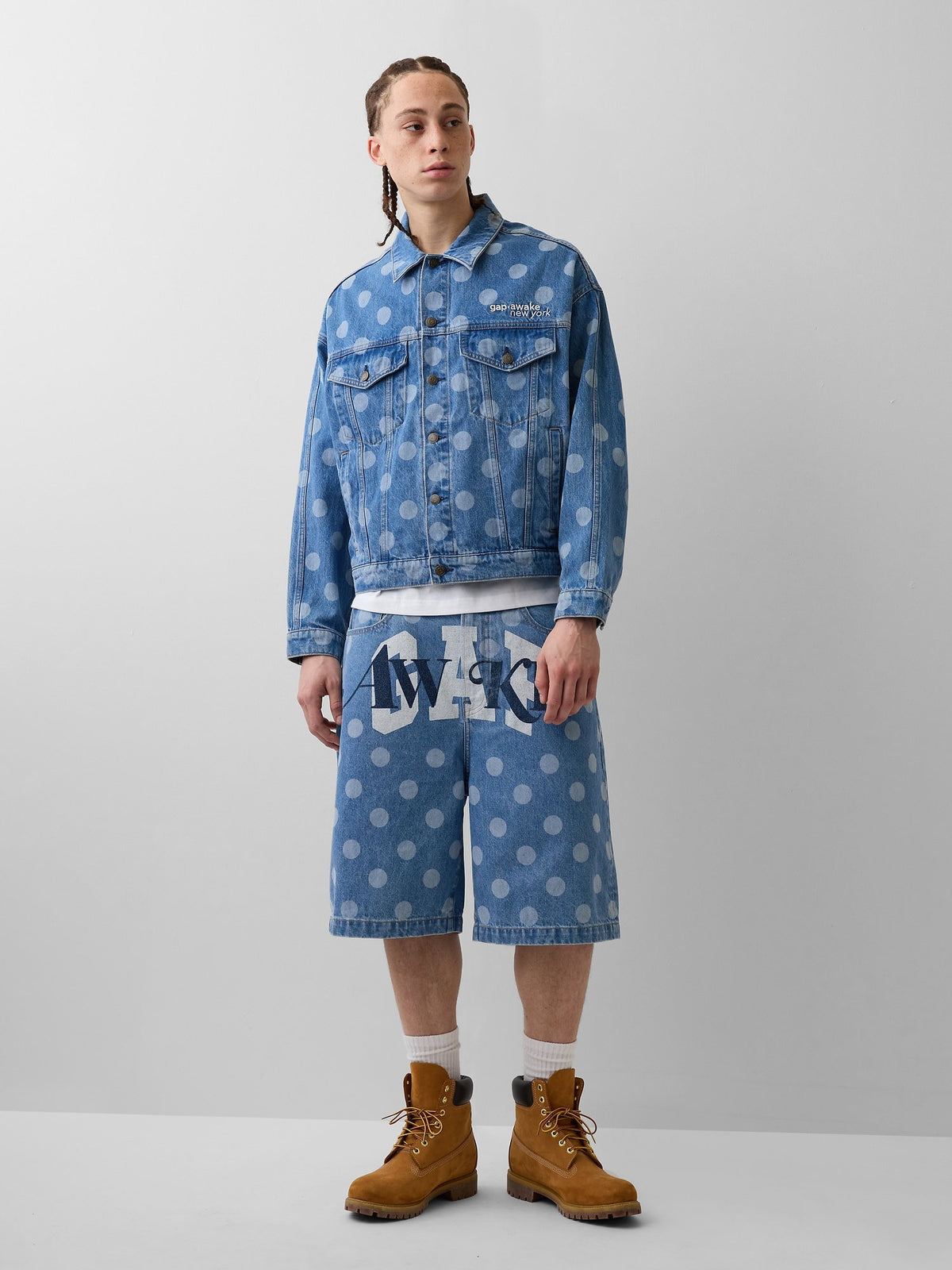Açık Mavi Gap × Awake Ny ‘90's Loose Dotted Denim Şort