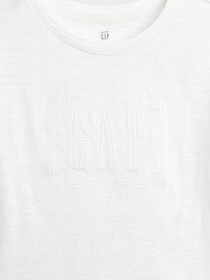 Beyaz Fırfır Etekli Logo T-shirt