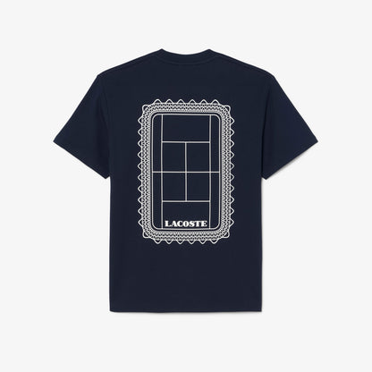 Lacoste Unisex Classic Fit Bisiklet Yaka Baskılı Lacivert T-shirt