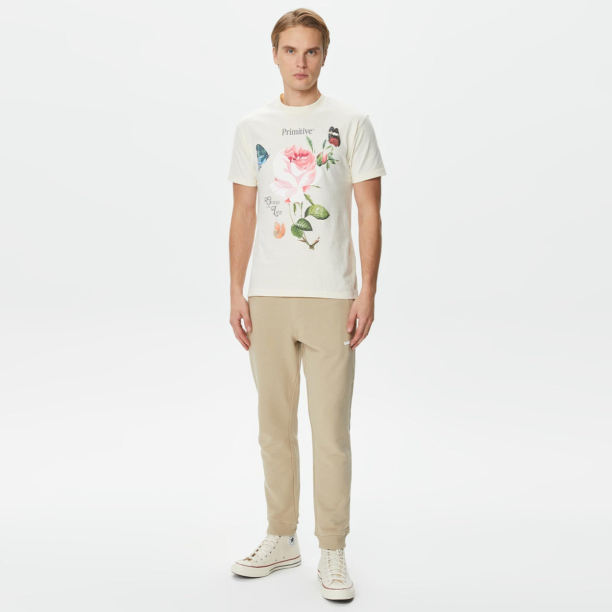 Primitive Essence Erkek Krem T-shirt