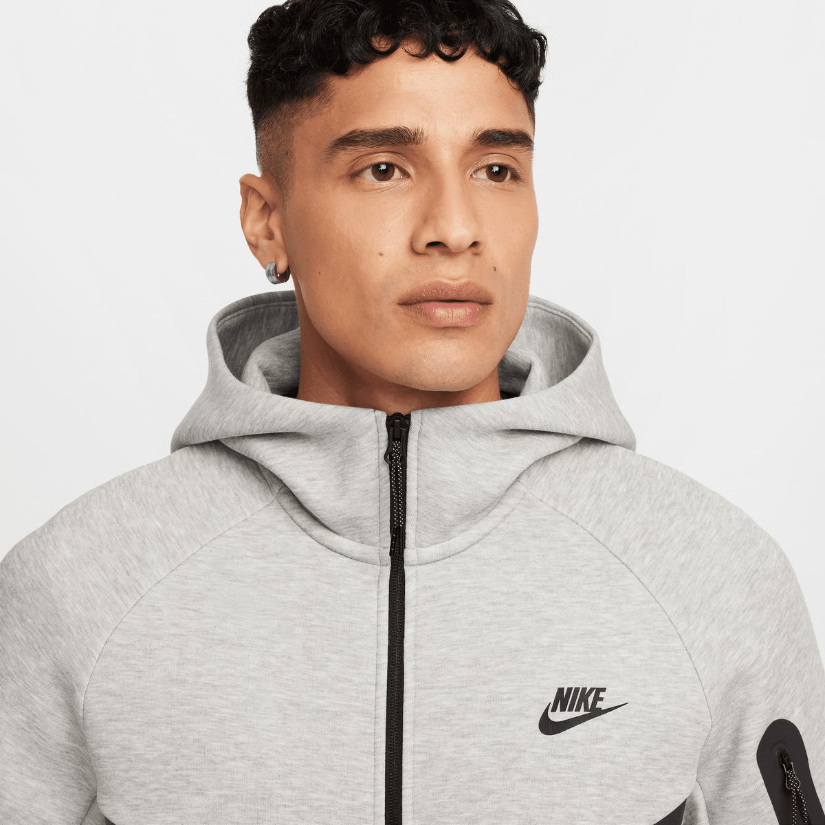 Nike Tech Fleece Full Zip Windrunner Erkek Gri Sweatshirt
