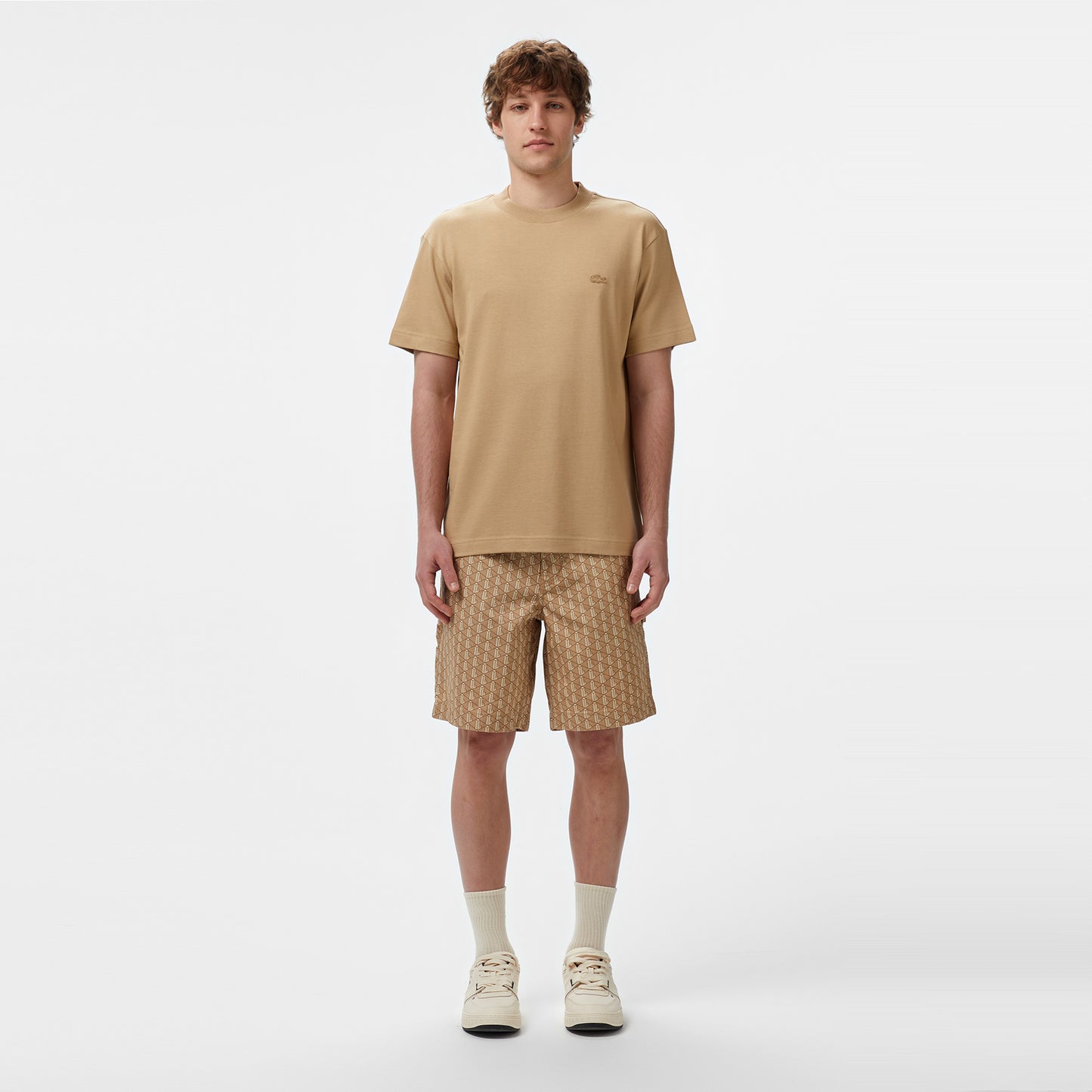 Lacoste Erkek Relaxed Fit Bisiklet Yaka Bej T-shirt