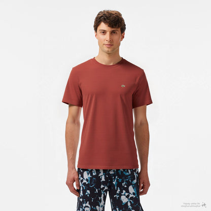 Lacoste Erkek Classic Fit Bisiklet Yaka Kahverengi T-shirt