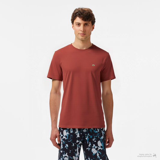 Lacoste Erkek Classic Fit Bisiklet Yaka Kahverengi T-shirt