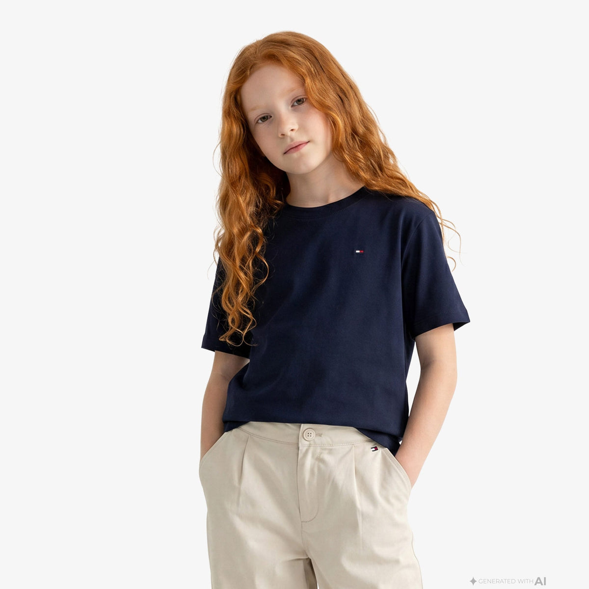Tommy Hilfiger Essentials Çocuk Lacivert Crop T-shirt
