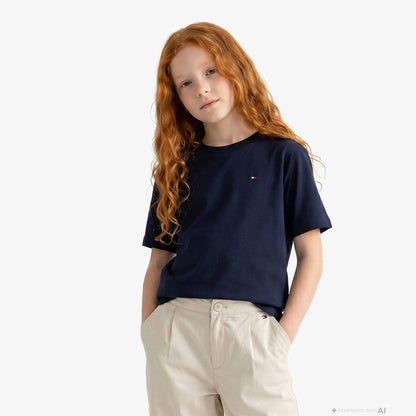 Tommy Hilfiger Essentials Çocuk Lacivert Crop T-shirt