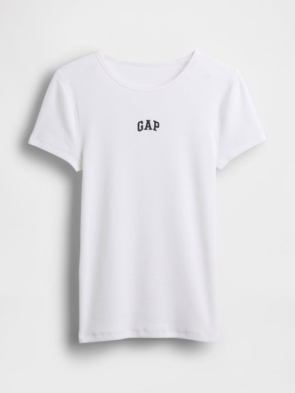 Beyaz Modern Fitilli Gap Logo T-shirt