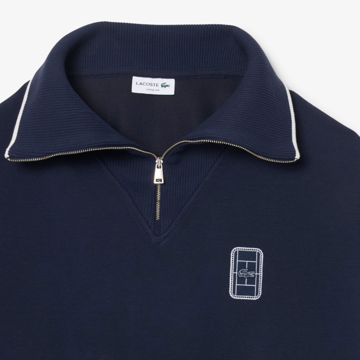 Lacoste Erkek Loose Fit Yarım Fermuarlı Lacivert Sweatshirt