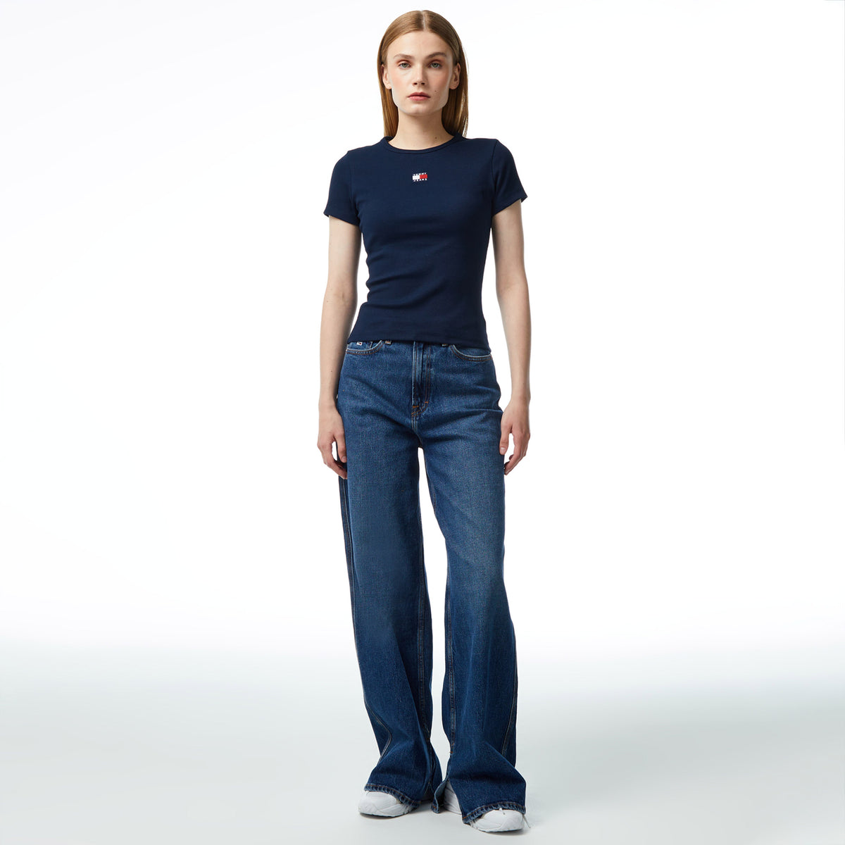 Tommy Hilfiger Badge Kadın Lacivert T-shirt